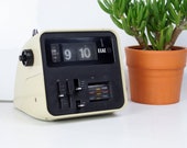Flip clock, Radio alarm clock ELAC RD100, white, W. Germany 70s