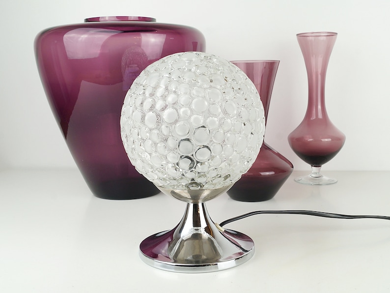 70s chrome and glass Space Age bedside lamp
