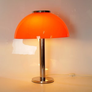 Rare large table lamp, orange with chrome, 1970s