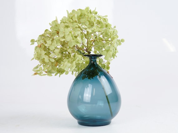 Expertic Glass Vase, Petrol, GDR, 1970s