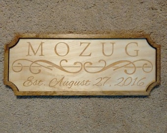 Wooden Wedding Anniversary Sign - Personalized and Engraved Family Last Name Sign