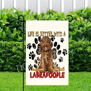 Labradoodle Garden Flag ~ 12.5 x 18 ~ ONE SIDED ~ Flag Only ~ NO Pole ~ Life is Better with A Labradoodle Flag ~ Dog Gift ~ Pet Gift