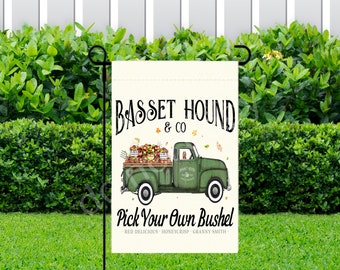 Basset Hound & Co. Pick Your Own Bushel Apple Garden Flag ~ 12.25 x 18 ~ Flag Only ~ No Pole ~ Apple Orchard Garden Flag