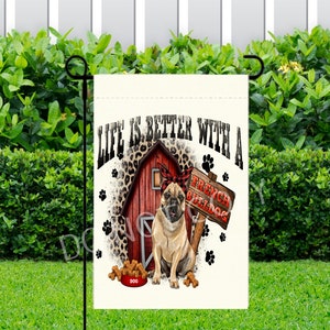 French Bulldog Garden Flag ~ 12.5 x 18 ~ ONE SIDED ~ Flag Only ~ NO Pole ~ Life is Better with A French Bulldog Flag ~ Frenchie Yard Flag