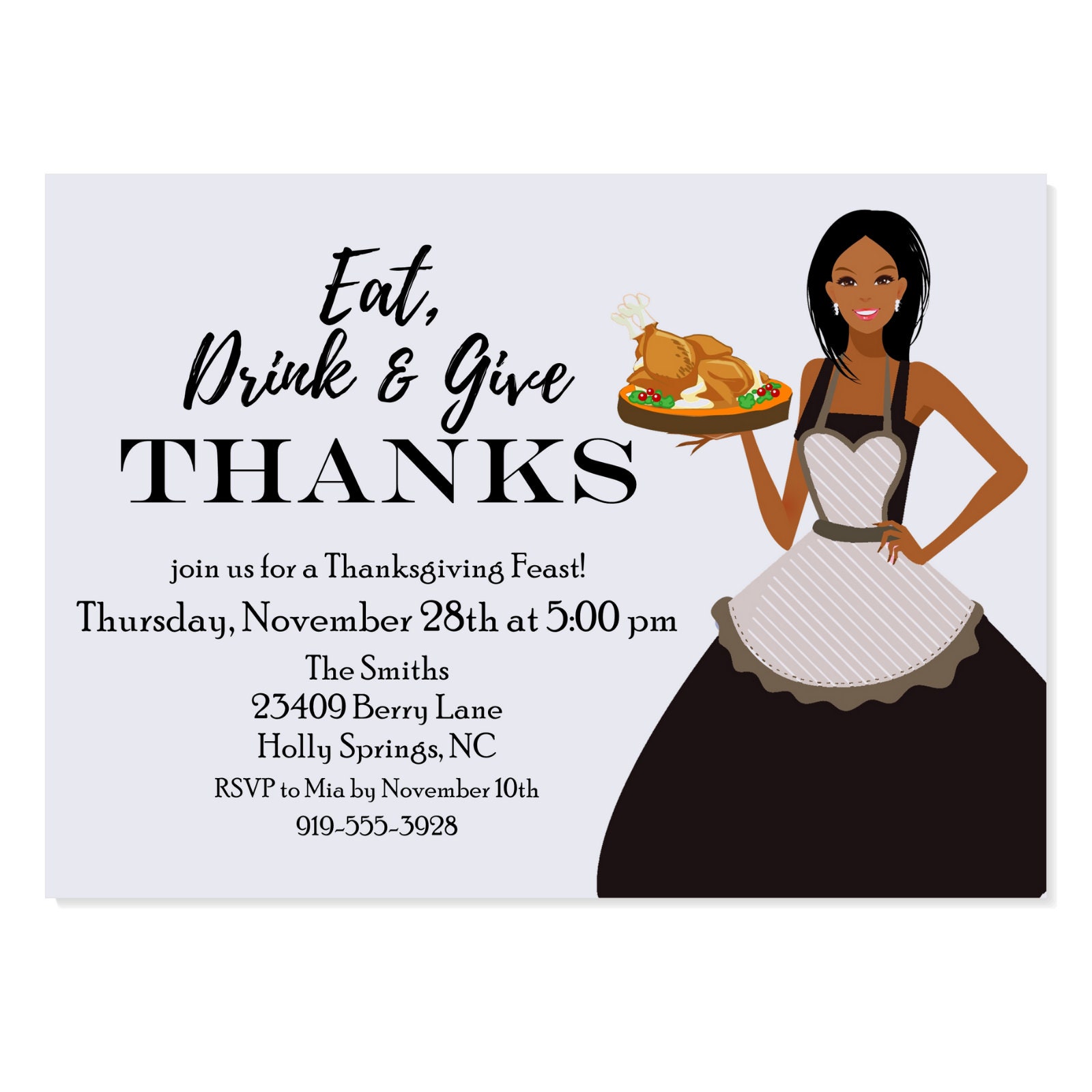 African American Thanksgiving Invitation Black Thanksgiving Etsy