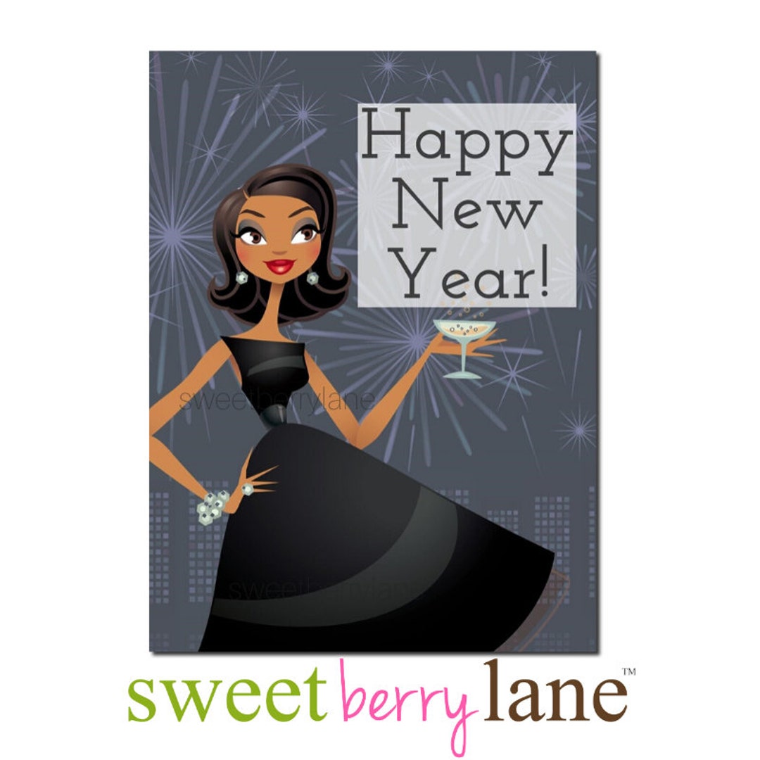 African American New Year Card African American Holiday Card Ethnic New …