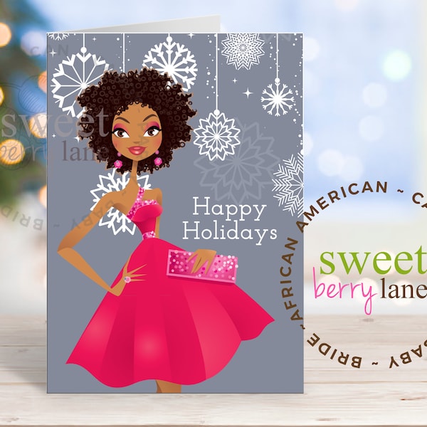 African American Christmas Card // Black Holiday card, Black Girl Magic Christmas Greeting Cards, for black women,  Black owned Christmas