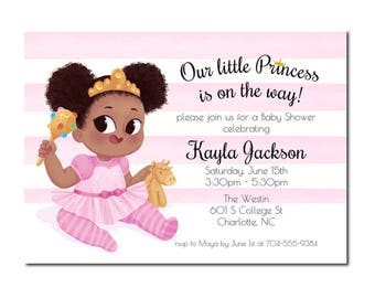 African American Baby Shower Invitation | Little Princess Baby Shower Invitation | Baby Shower Invite for girls | Girl Baby Shower