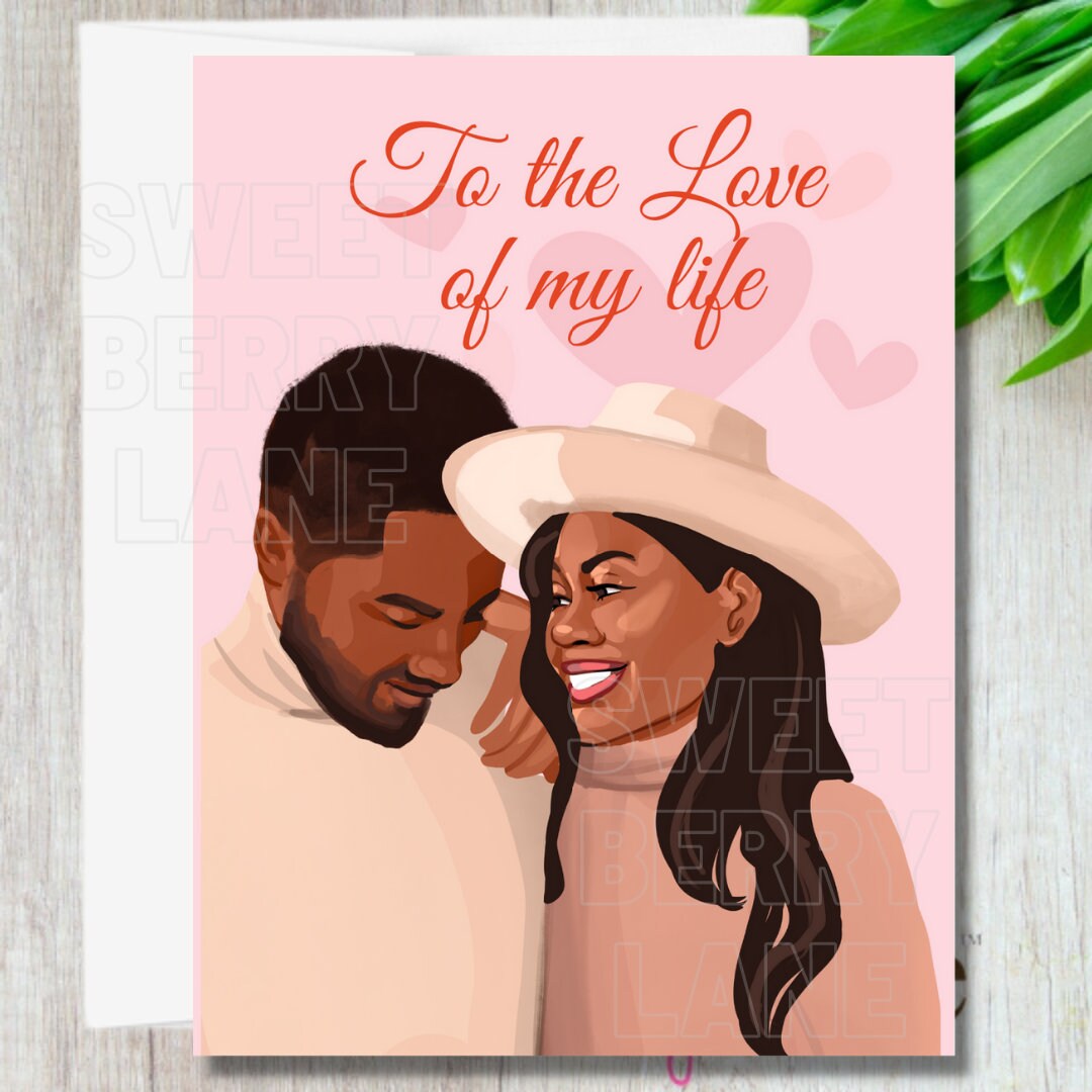 African American Valentines Day Card Valentine’s Day Greeting Card for