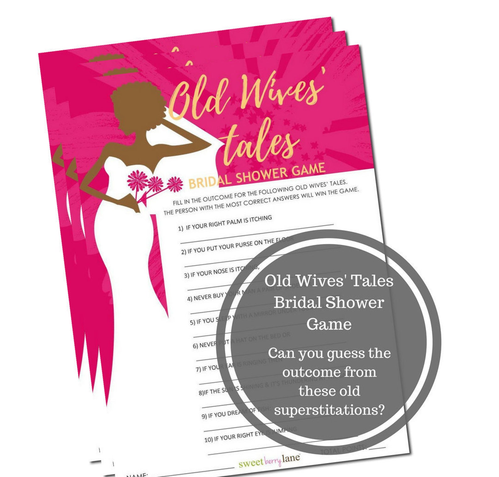 Old Wives Tales Bridal Shower Game African American Bridal Shower Game ...