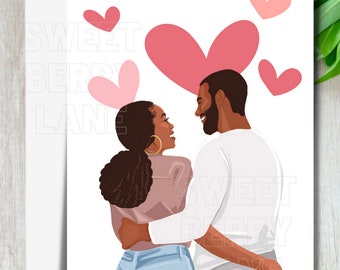 Black Couples Valentines Day Card | Valentine's Day Greeting Card| African American Valentines Card | Black Greeting  Card  | Free Shipping