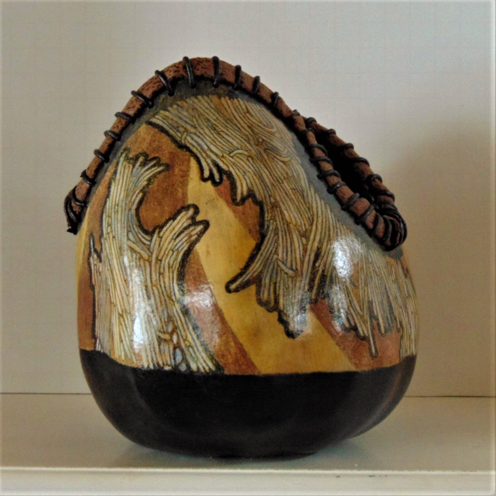 Original Hand Made Native American Indian Gourd Art Vase Etsy