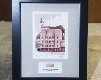 Cleveland Stadium Gate D Framed Print with Authentic Seat Piece