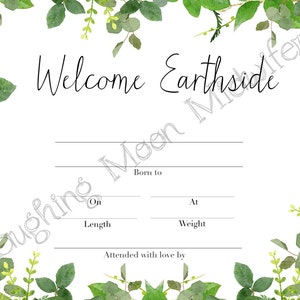 Certificato di nascita commemorativo, Benvenuto sulla terra, Floreale, Ricordo dell'impronta appena nata, Arte dell'asilo nido// regalo di nuova mamma