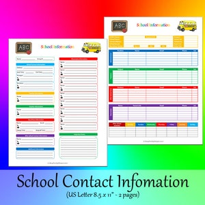 Daycare, school, teacher, classmate contact info, activity and therapy info - Letter 8.5x11 - PRINTABLE UNLIMITED - Family Binder - 6 pages image 2