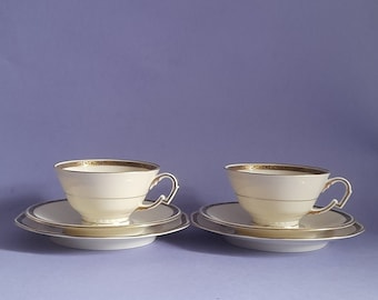 Vintage Porcelain Cup, Saucer and Dessert Plate, Set of Two. Czechoslovakia, Modell "Carsbad", Import Malmo Sweden