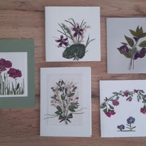 CARTA FIORI SECCHI Occasionale_Biglietti di auguri fatti a mano_5 pezzi