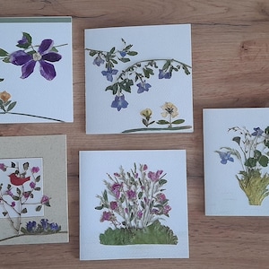 CARTA FIORI SECCHI Occasionali_BIGLIETTI DI AUGURI Biglietti per la festa della mamma fatti a mano_5 pezzi