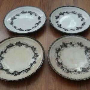 Antique ca 1900 Upsala Ekeby Five Mullbar Gefle Majolica Plates Dessert Plates Ruben Wallstrom_Sweden, Present_Gift_Souvenir