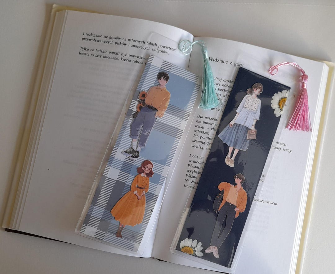 Bookmarks Two Two Original Bookmarks With Sweet Girls and Pressed Flowers, Plants ...