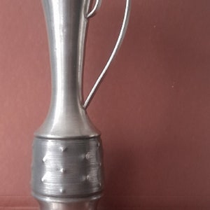 Vintage Norwegian Decorative Pewter Jug with Handle.  Old Tin Handled Pitcher, Vase, Norway Tinn Vase,  Decanter, Scandinavian Decor