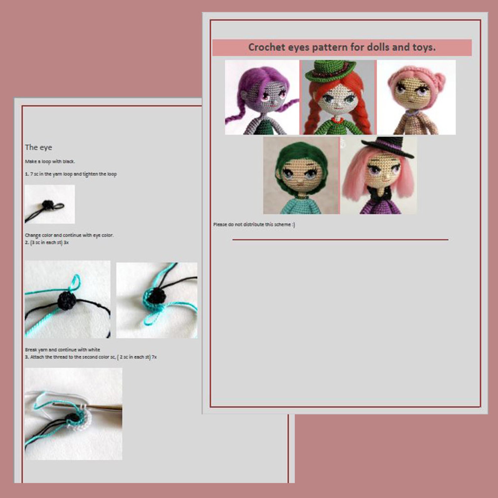 Eyes crochet PDF pattern Сrochet doll amigurumi English and Etsy