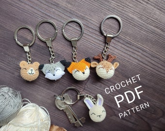 Crochet animal pattern Amigurumi crochet keychain pattern Woodland animal