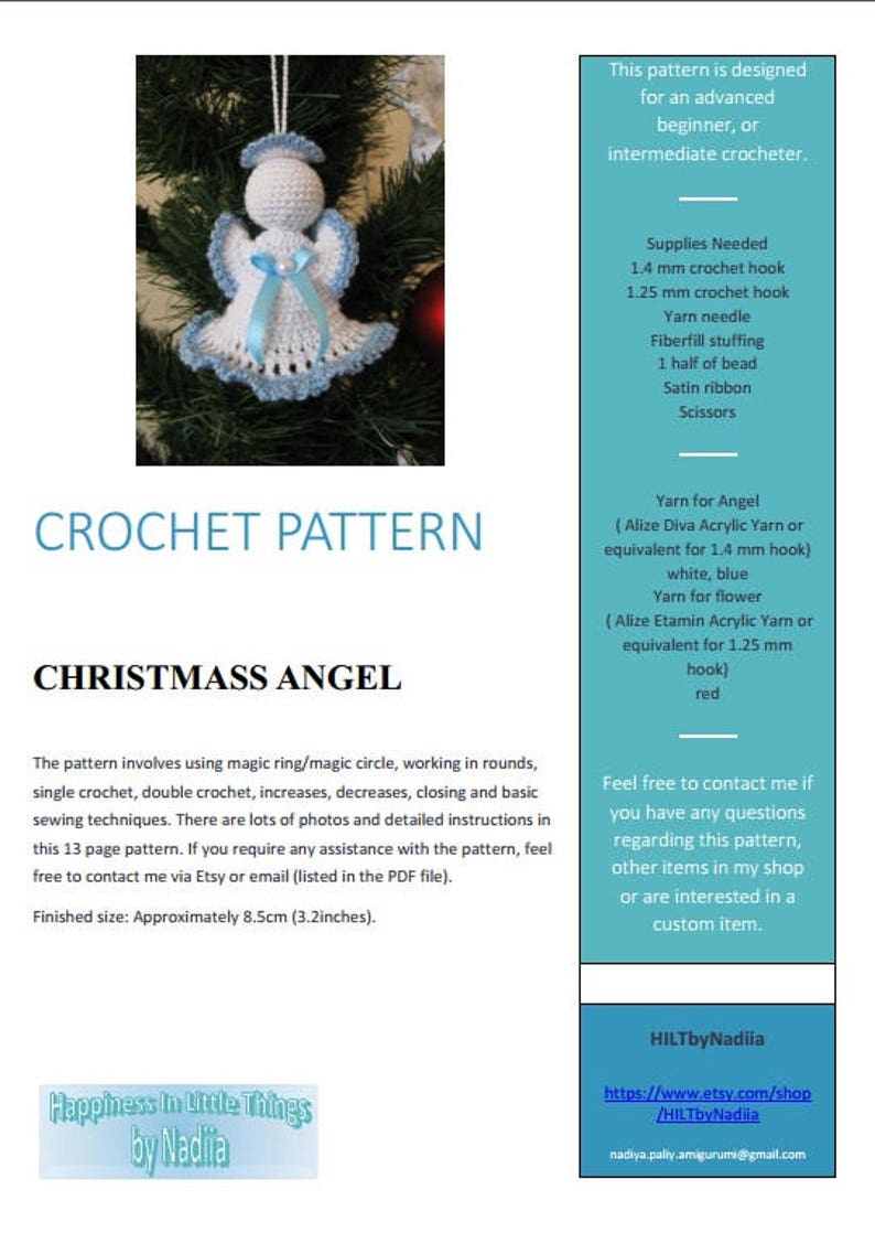 crochet Christmas pattern Easy crochet pattern Angel Christmas angel wedding Hanging Angel crochet amigurumi Christmas Angel doll image 8