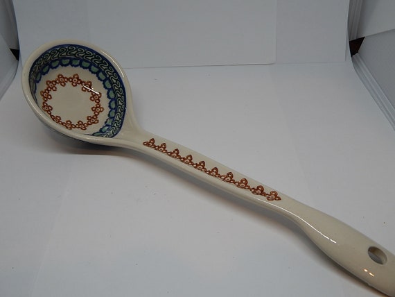 Traditional Polish Hand-Painted Pottery Spoon