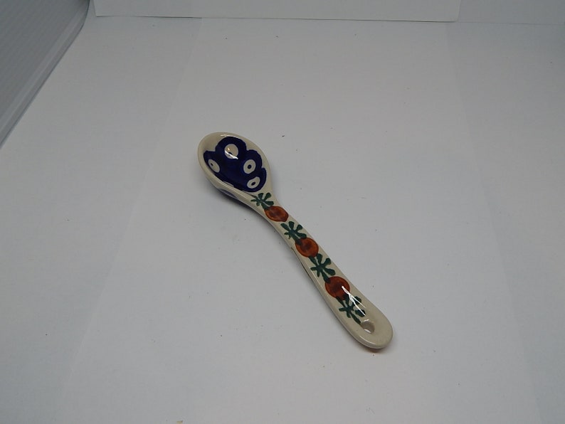 Traditional Polish Hand-Painted Pottery Spoon