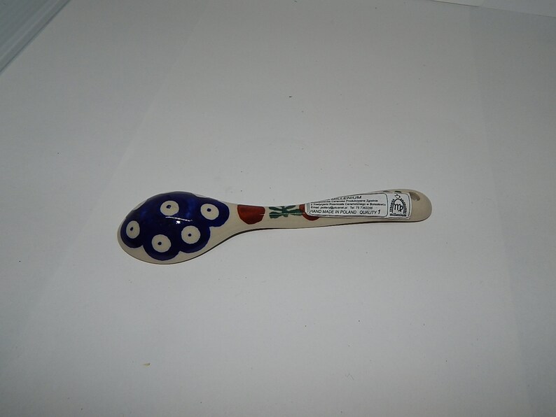 Traditional Polish Hand-Painted Pottery Spoon