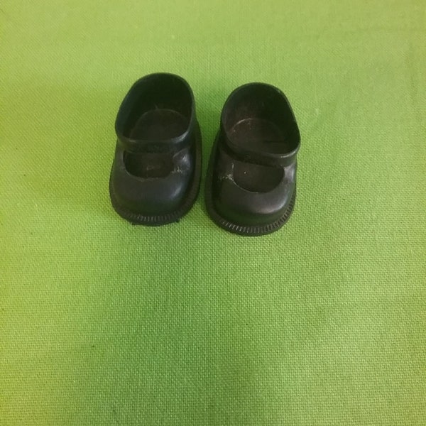 Vintage Small Black Doll Shoes