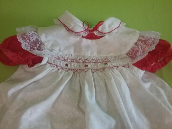 Vintage Mayfair Red and White Little Girls Dress … - image 8