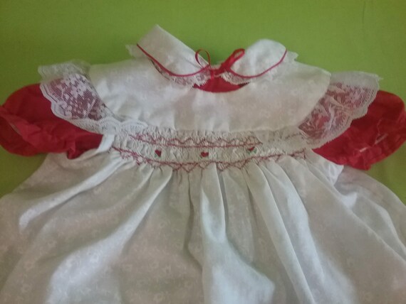 Vintage Mayfair Red and White Little Girls Dress … - image 7