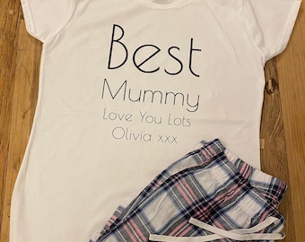 Best Mummy Cotton Pyjamas Set , Birthday Gift For Mum, Mummy Pyjamas, Mummy PJ's, Bday Gift for Her , Personalised Birthday Gift for Mum