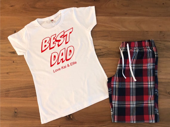 Best Dad Tartan Cotton Pyjamas, Best Daddy Pajamas, Best Dad Pjs