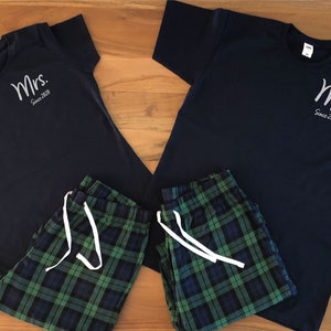Couples Matching Pyjamas Set Mr & Mrs - 100% Cotton PJ's Soft + Comfy, Hubby and Wifey Pajamas, Wedding Gift for couples, Anniversary Gift