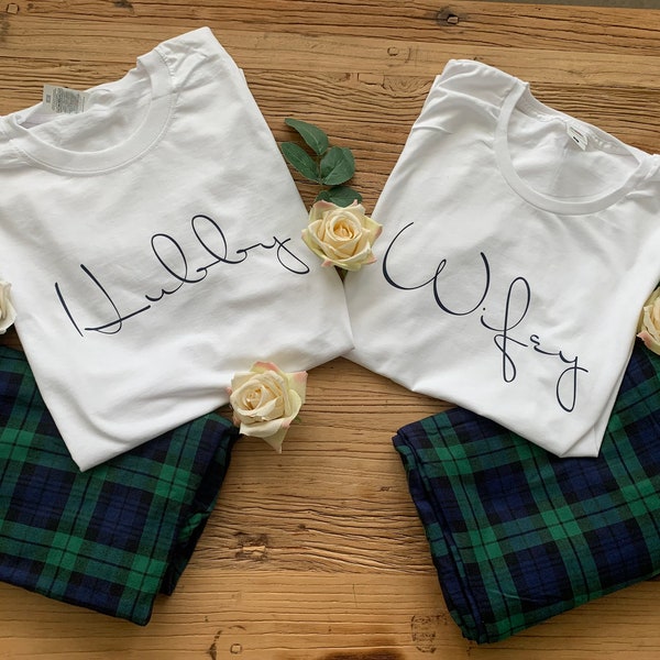 Hubby and Wifey Matching PJ'S Set. mr and mrs pyjamas, Couples Matching pajamas Set, Wedding Gift for couples, Anniversary Gift