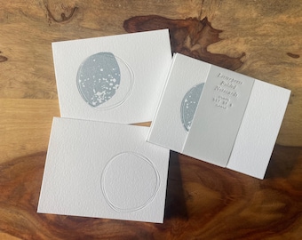 Phases of the Moon | Letterpress Note Cards | Set of 6 Folded A2 Cards