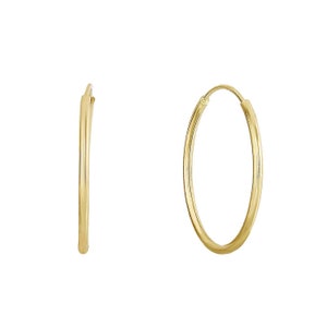 14K Gold 20 mm Round Endless Sleeper Hoop Earrings