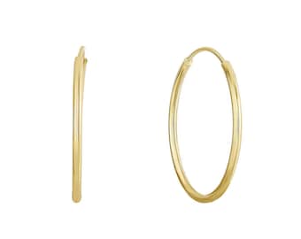 14K guld 20 mm runda ändlösa Sleeper-örhängen