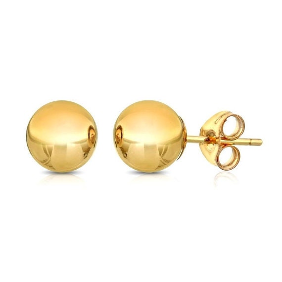 14k Yellow Gold Ball Earrings with Crystal Cut Texture(5mm)