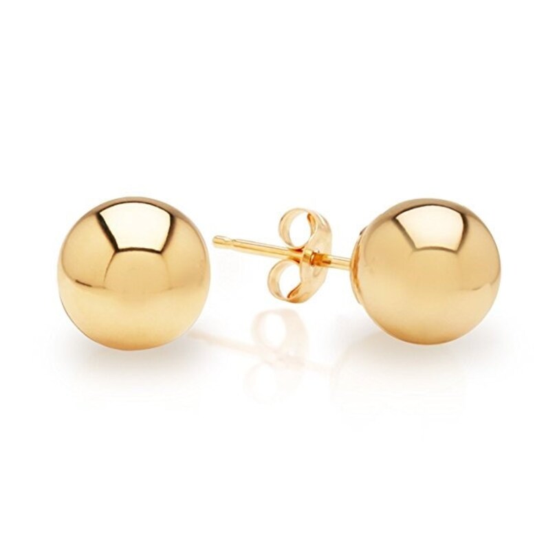 14 K Yellow Gold Ball Earrings 6 Mm High Polish Solid Gold Etsy