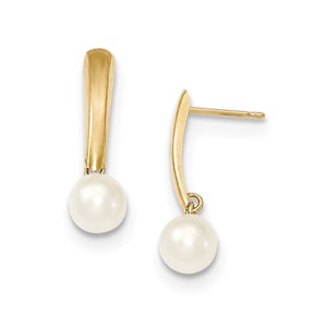 14k Yellow Gold Pearl Drop Earrings