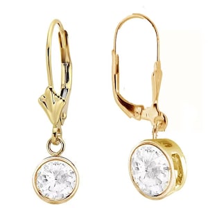 1 CT. 14K Yellow Gold CZ Leverback Earrings