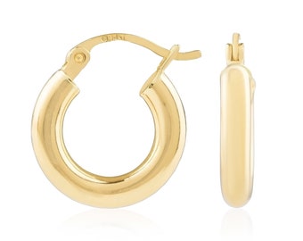 2.25" Technibond Shiny Plain Round Hoop Earrings 14K Yellow Gold - Foto 4