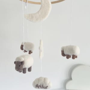 Personalised sheep baby cot mobile