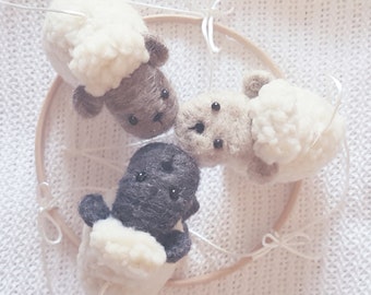 Sheep cot mobile, nursery decor, hanging sheep baby mobile