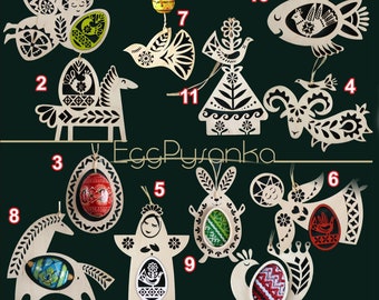 Set of 12 Easter ornaments OR single ornament.Easter tree decor. Ukrainian art. Unique Easter gift. Perfect gift for any occasion
