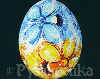 Ukrainian Pysanky Petrykivka Pysanka Chicken Easter Egg Osterei Hand painted Easter Decor Pisanka Great gift for a collector any occasion